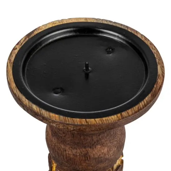 Hello Honey&reg; 5" Natural Carved Wood Candle Holder {5}