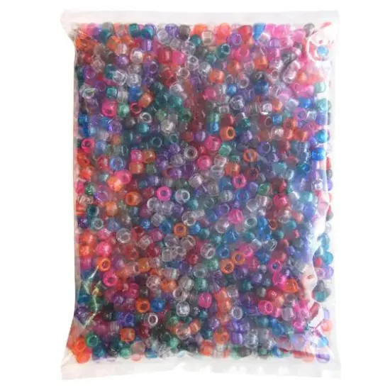 1lb. Multicolor Pony Beads by Creatology&trade;, 6mm x 9mm Glitter {6}