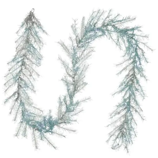 9ft. Pre-Lit Crystal Silver Metallic Garland {1}