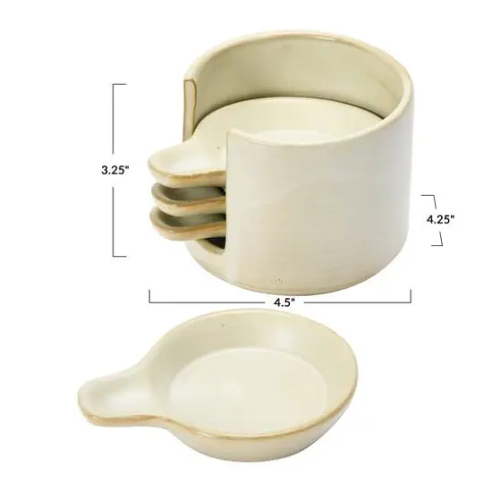 Hello Honey&reg; Cream Stoneware Snack Dish Set {6}