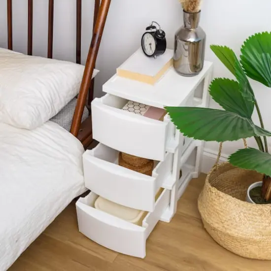 IRIS&reg; 24.5" White 3-Drawer Narrow Plastic Storage Chests, 2ct. {6}