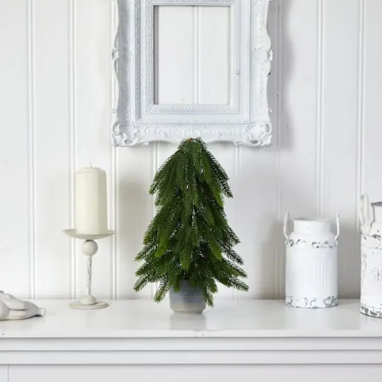 17" Unlit Artificial Pine Tree In Decorative Planter {5}