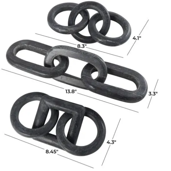 Interlocking Modern Chain Link Marble Sculpture Set {6}