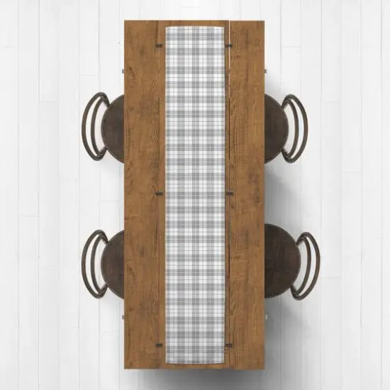 Buffalo Check Plaid Indoor/Outdoor Table Runner Gray {4}