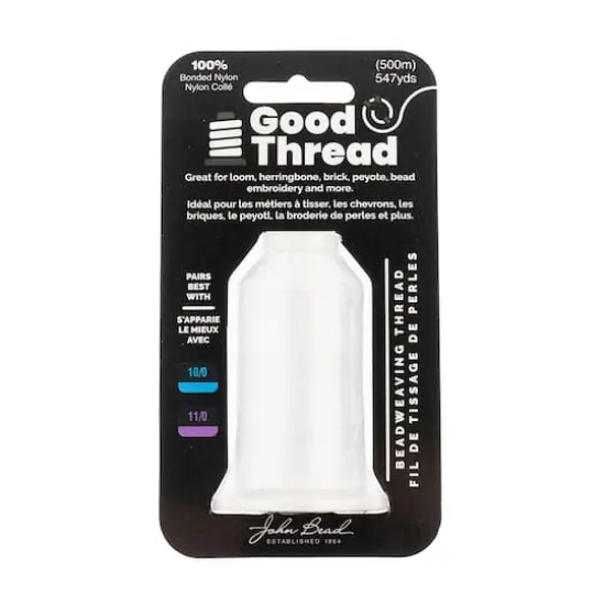 John Bead Good Thread White Bonded Nylon Beadweaving Thread, 547yd. {1}