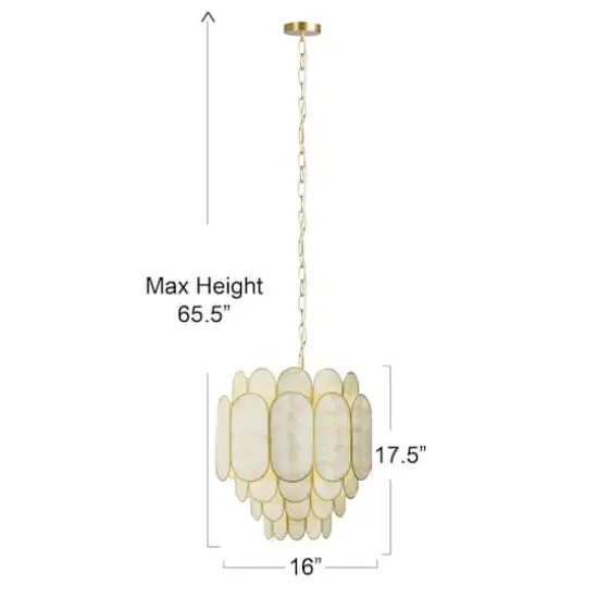 Hello Honey&reg; 17.5" 4-Tier Capiz and Metal Chandelier {4}