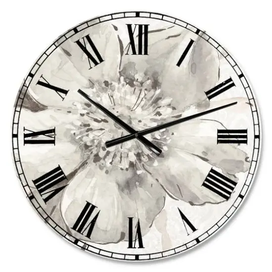 Designart Indigold Grey Peonies III Traditional Wall Clock {1}