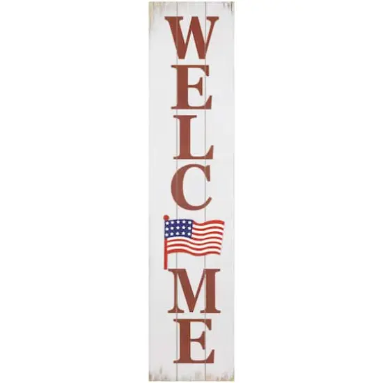 36" Welcome USA Flag Americana Wooden Porch Board Sign Decoration {1}