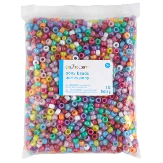 1lb. Multicolor Pony Beads by Creatology&trade;, 6mm x 9mm Pearlized Pastel {4}