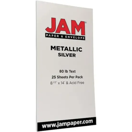 JAM Paper Silver Stardream Metallic 8.5" x 14" 80lb. Legal Paper, 25 Sheets {3}