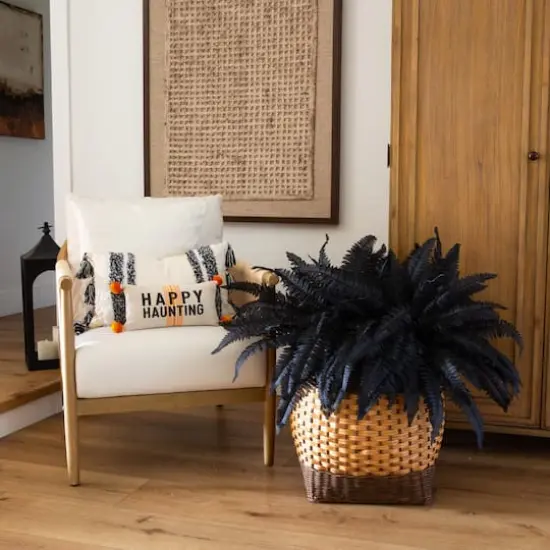 40in. Artificial Halloween Black Boston Fern - Set of 2 {7}