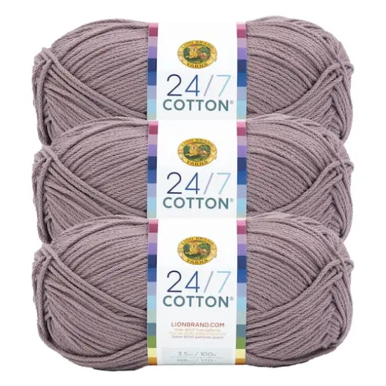 3 Pack Lion Brand&reg; 24/7 Cotton&reg; Yarn Vintage Lilac {1}