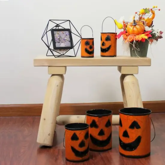 Nesting Luminary Jack-O-Lantern Pumpkin Halloween Container Basket Set {3}