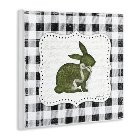 Stupell Industries Festive Easter Bunny Ribbon Spring Plaid Pattern Wall Plaque Art {4}