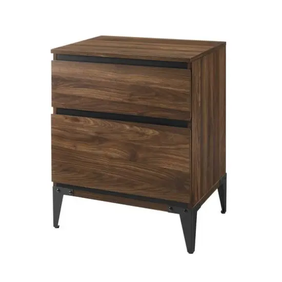 Walker Edison 20" Dark Walnut 2-Drawer Urban Side Table {4}