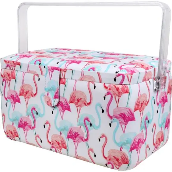 SINGER&reg; Large Flamingo Print Sewing Basket with Matching Pouch Sew Kit {6}