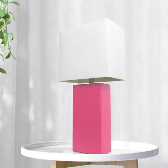 Lalia Home Lexington 21" Leather Home D&eacute;cor Table Lamp Hot Pink {5}