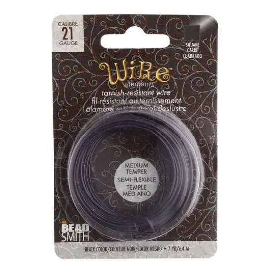 The Beadsmith&reg; Wire Elements&trade; 21 Gauge Tarnish Resistant Medium Temper Square Wire, 7yd. Black {1}