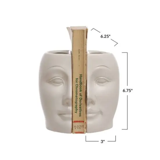 Hello Honey® 6.75" White Reactive Glaze Sculpted Stoneware Face Vases Set, 2ct. {4}