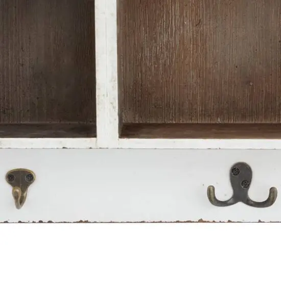 White MDF Modern Farmhouse Wall Shelf, 19" x 33" x 5" {5}