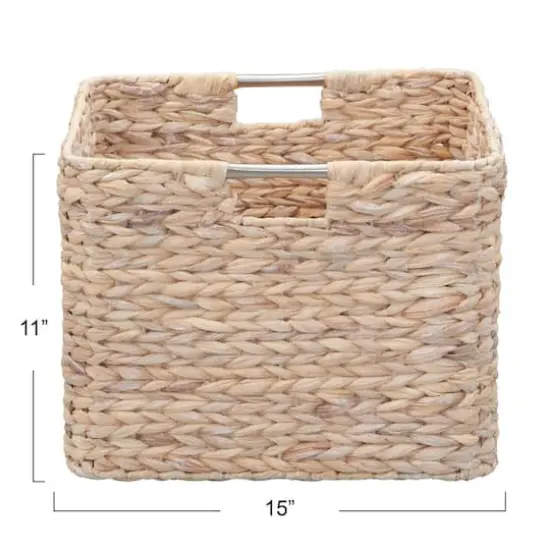 Household Essentials 11" Square Hyacinth Wicker Basket White {3}