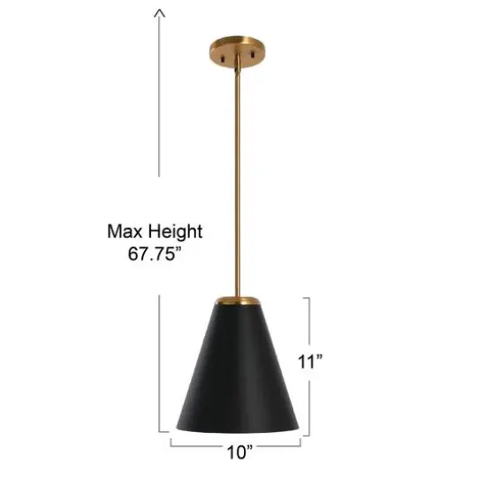 Hello Honey® Robert Stevenson Lighting Beckett Black & Brushed Gold Metal Ceiling Light with Shade {5}