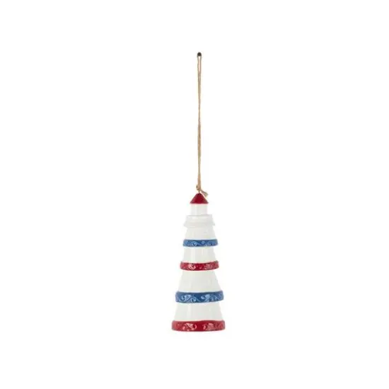 21" Red, White & Blue Ceramic Light House Windchime {7}