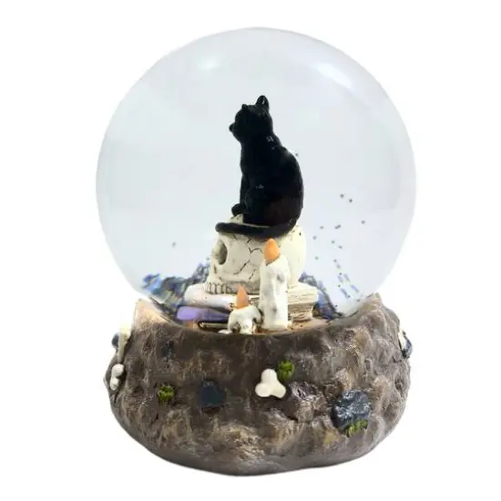 5.5" Black Cat on Skull Water Globe by Ashland&reg; {3}