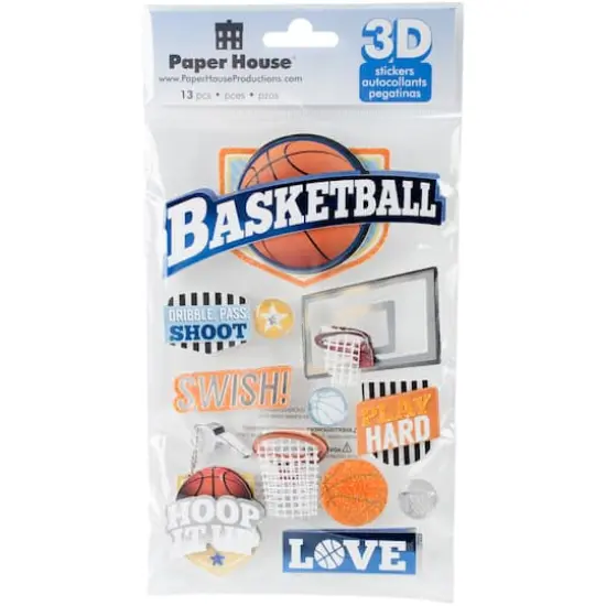 Paper House&reg; Basketball Swish 3D Stickers {1}