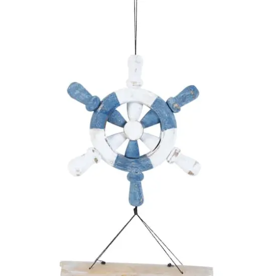 36" Ship Wheel Handmade Bamboo Windchime with Log Chimes {4}