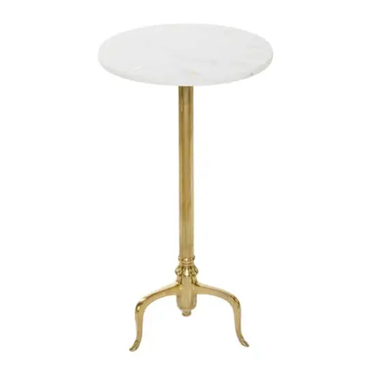 15" Gold Contemporary Marble Accent Table {7}