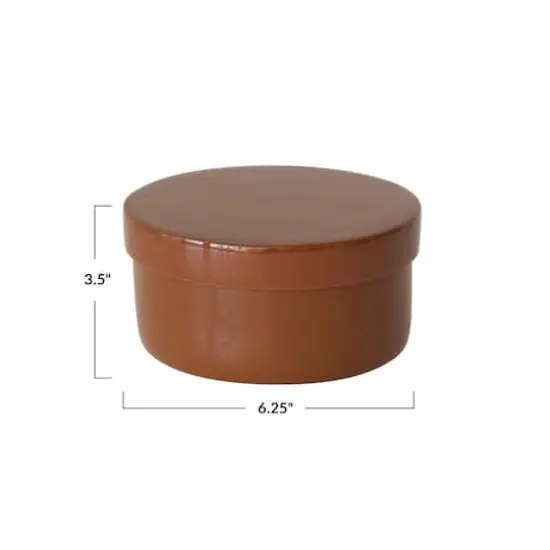 Hello Honey&reg; 6.25" Caramel Brown Round Lacquered Bamboo Container with Lid {4}