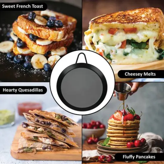 Brentwood 9.5" Single Burner Carbon Steel Nonstick Comal Griddle {8}