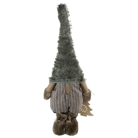 33" Gray & White Woodland Gnome with Striped Pants Christmas Figurine {4}