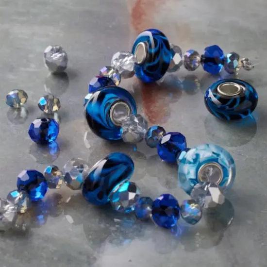 Blue Glass Lampwork Swirl Rondelle Beads by Bead Landing&trade; {3}