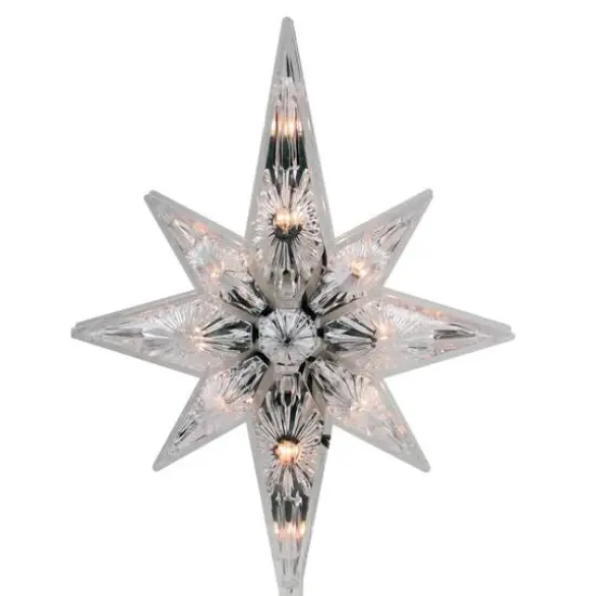 10" White Lighted Faceted Star of Bethlehem Tree Topper {4}