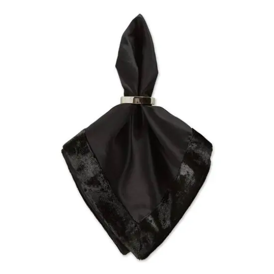 DII&reg; Velvet Trimmed Oversized Napkin, 4ct. Black {5}