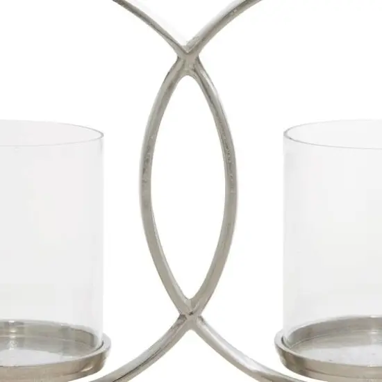 26'' Silver Aluminum Contemporary Candle Holder {4}