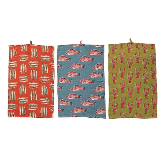 Hello Honey&reg; Sea Life Pattern Linen Tea Towels Set {1}