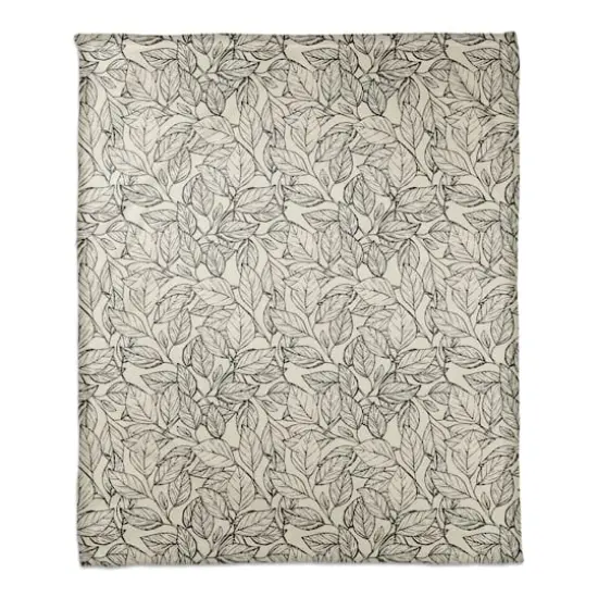 Sketched Leaf Pattern 50" x 60" Coral Fleece Blanket {1}