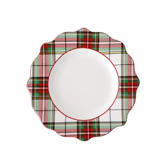 10.5" Green & Red Plaid Ceramic Dinner Plate by Ashland® {1}