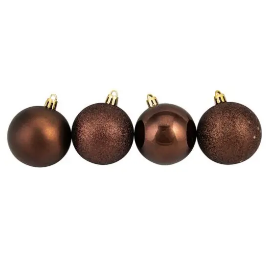 60ct. 2.5" Mocha Brown Shatterproof 4-Finish Christmas Ball Ornaments {4}