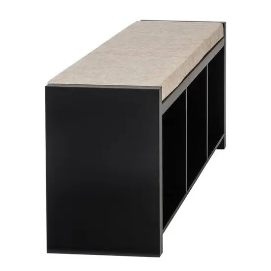 Honey Can Do Black 3-Cube Storage Bench with Cushion and Cubby Holes {7}