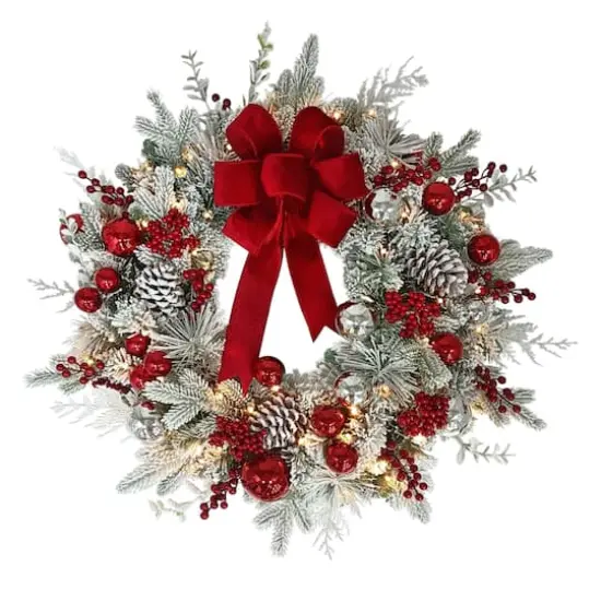26" Battery-Operated Pre-Lit Decorated with Red Bow {1}
