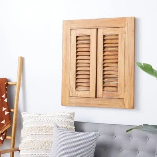 Brown Wood Rustic Wall Mirror 35" x 31" {10}