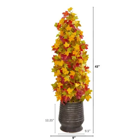 3.5ft. Autumn Maple Tree in Ribbed Metal Planter {3}