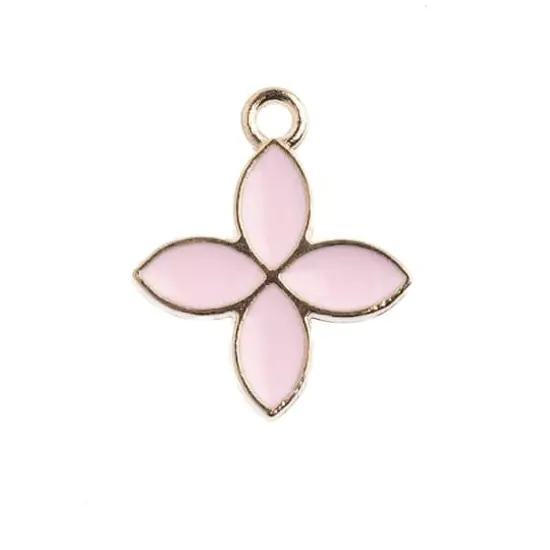 John Bead Sweet & Petite Four Petals Charms, 10ct. Pink {1}