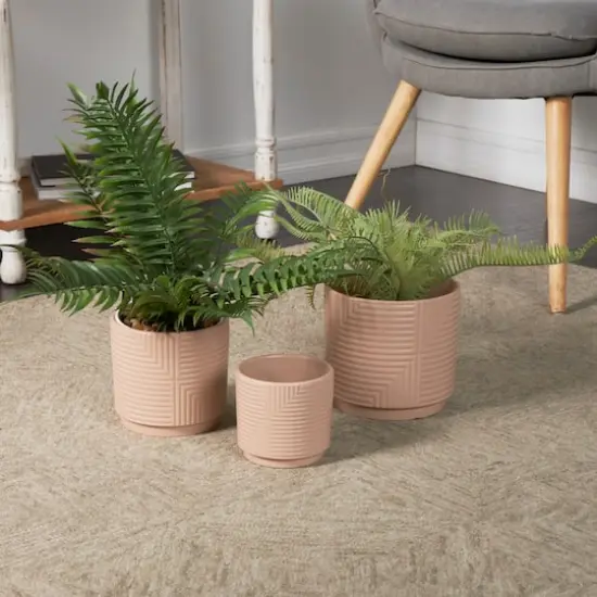 Pink Ceramic Geometric Planter Set {3}