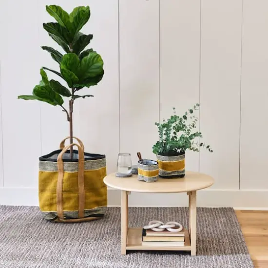 Hello Honey® 26" Bohemian Wood Coffee Table with Woven Cane Sides Blonde Finish {4}