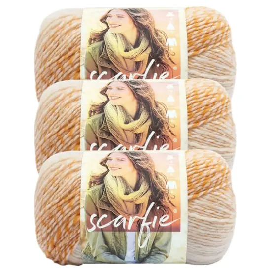 3 Pack Lion Brand&reg; Scarfie&reg; Yarn Cream/Mustard {1}